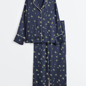 Women's Christmas Tree Long Sleeve Satin Pajama Set