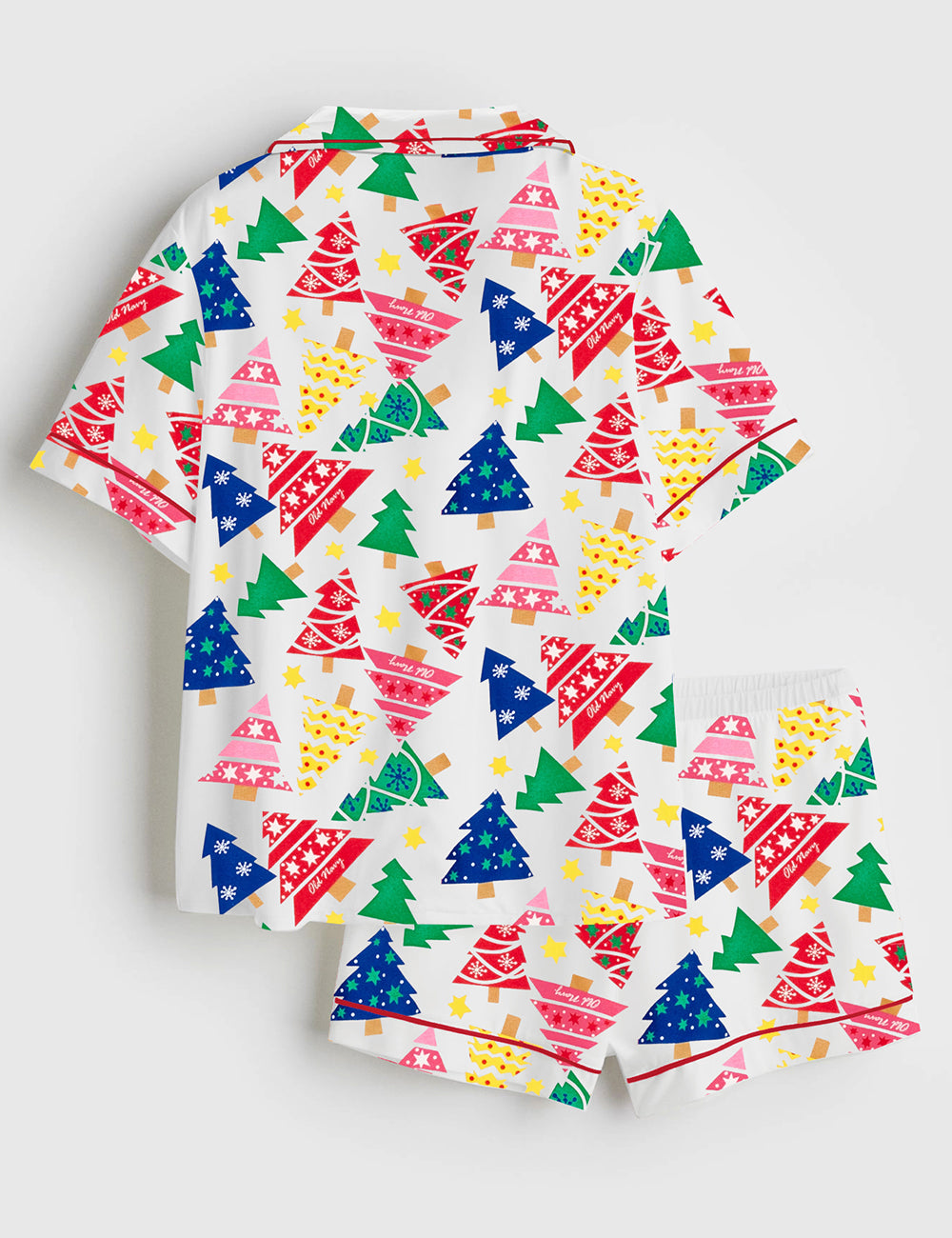 Women's Christmas Tree Short Sleeve Satin Pajama Set - Image 2