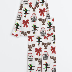 Womenâ€™s Christmas You Serious Clark Vacation Long Sleeve Satin Pajama Set