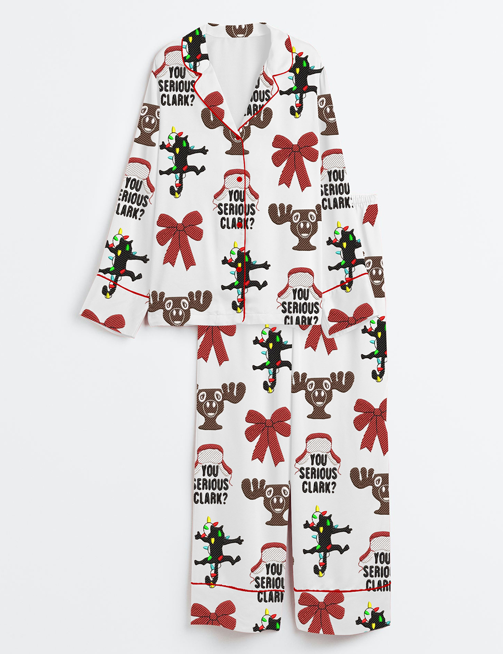 Womenâ€™s Christmas You Serious Clark Vacation Long Sleeve Satin Pajama Set