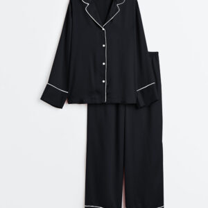 Alternative view of Women's Classic Solid Color Long Sleeve Satin Pajamas Set