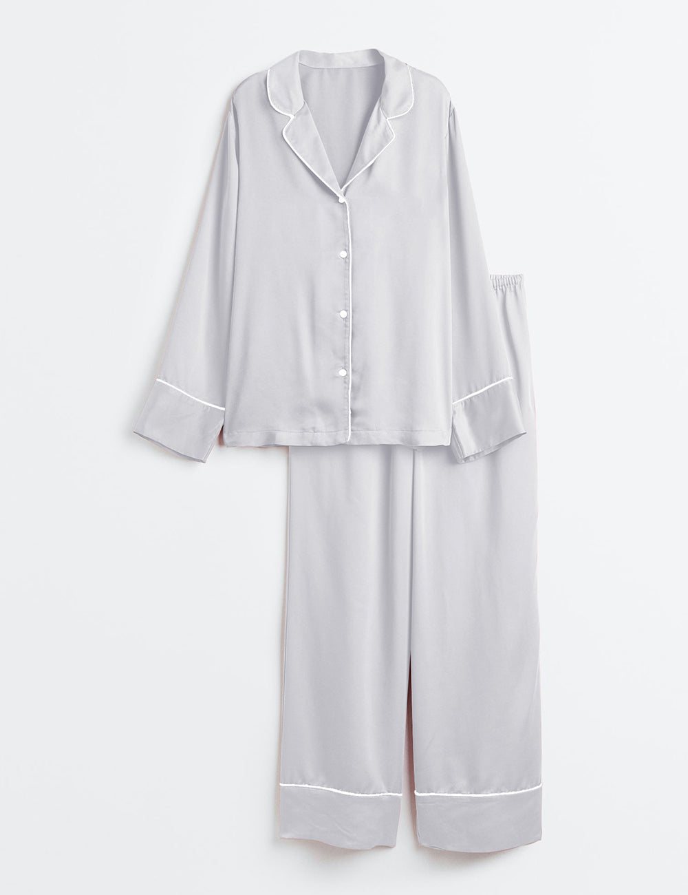 Women's Classic Solid Color Long Sleeve Satin Pajamas Set - Image 4