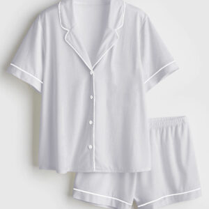 Alternative view of Women's Classic Solid Color Short Sleeve Satin Pajamas Set