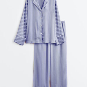 Women's Classic Stripe Long Sleeve Satin Pajama Set