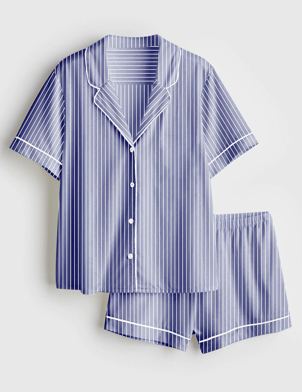 Women's Classic Stripe Short Sleeve Satin Pajama Set
