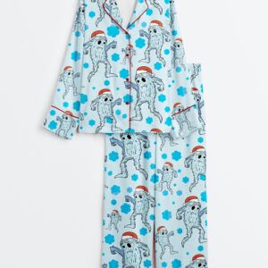 Women's Clumsy Yeti Christmas Long Sleeve Satin Pajamas Set