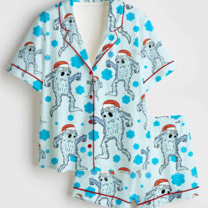 Women's Clumsy Yeti Christmas Short Sleeve Satin Pajama Set
