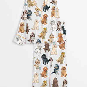 Women's Cockapoo Dog Long Sleeve Satin Pajamas Set