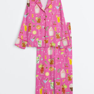 Women's Cocktail Cheers To The Freakin Weekend Long Sleeve Satin Pajama Set