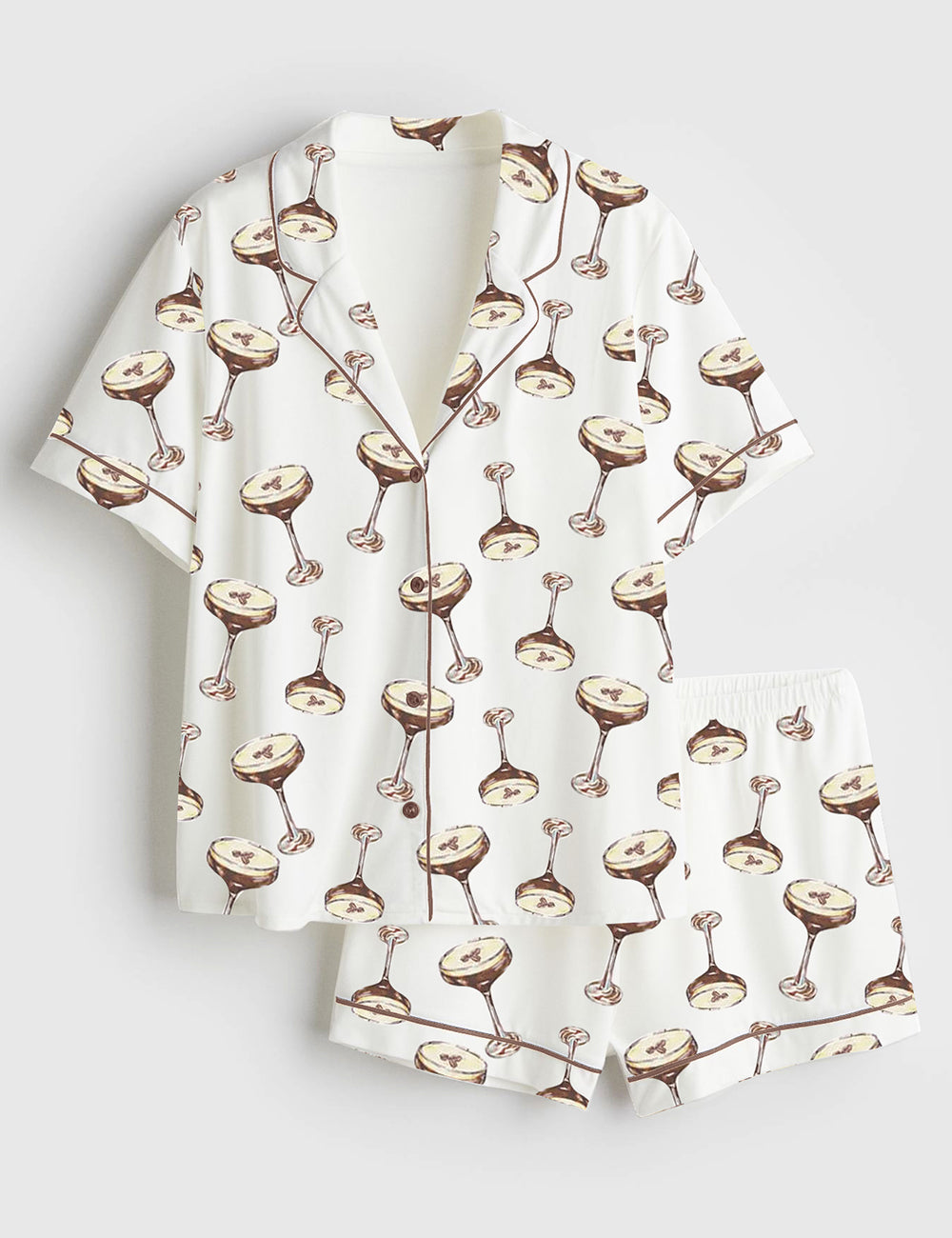 Women's Cocktail Espresso Martini Short Sleeve Satin Pajama Set
