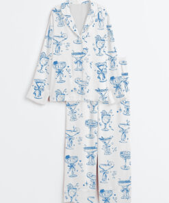 Women's Cocktail Mimosa Cosmo Mojito Dirty Martini Margarita Long Sleeve Satin Pajama Set