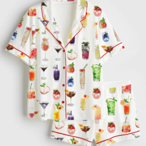 Women's Cocktails Short Sleeve Satin Pajama Set