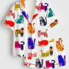 Women's Colorful Cats Short Sleeve Satin Pajama Set