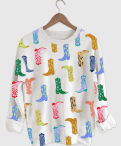 Women's Colorful Cowboy Boot Long Sleeve Shirt