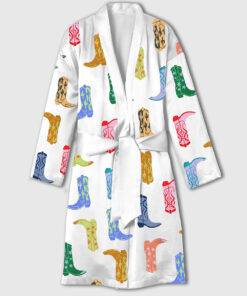 Women's Colorful Cowboy Boot Satin Bathrobe