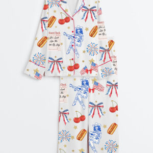 Womenâ€™s Coquette 4th Of July American Cowgirl Coquette Cowgirl PatrioticÂ Western Long Sleeve Satin Pajama Set
