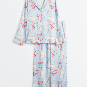 Womenâ€™s Coquette Baseball Long Sleeve Satin Pajama Set