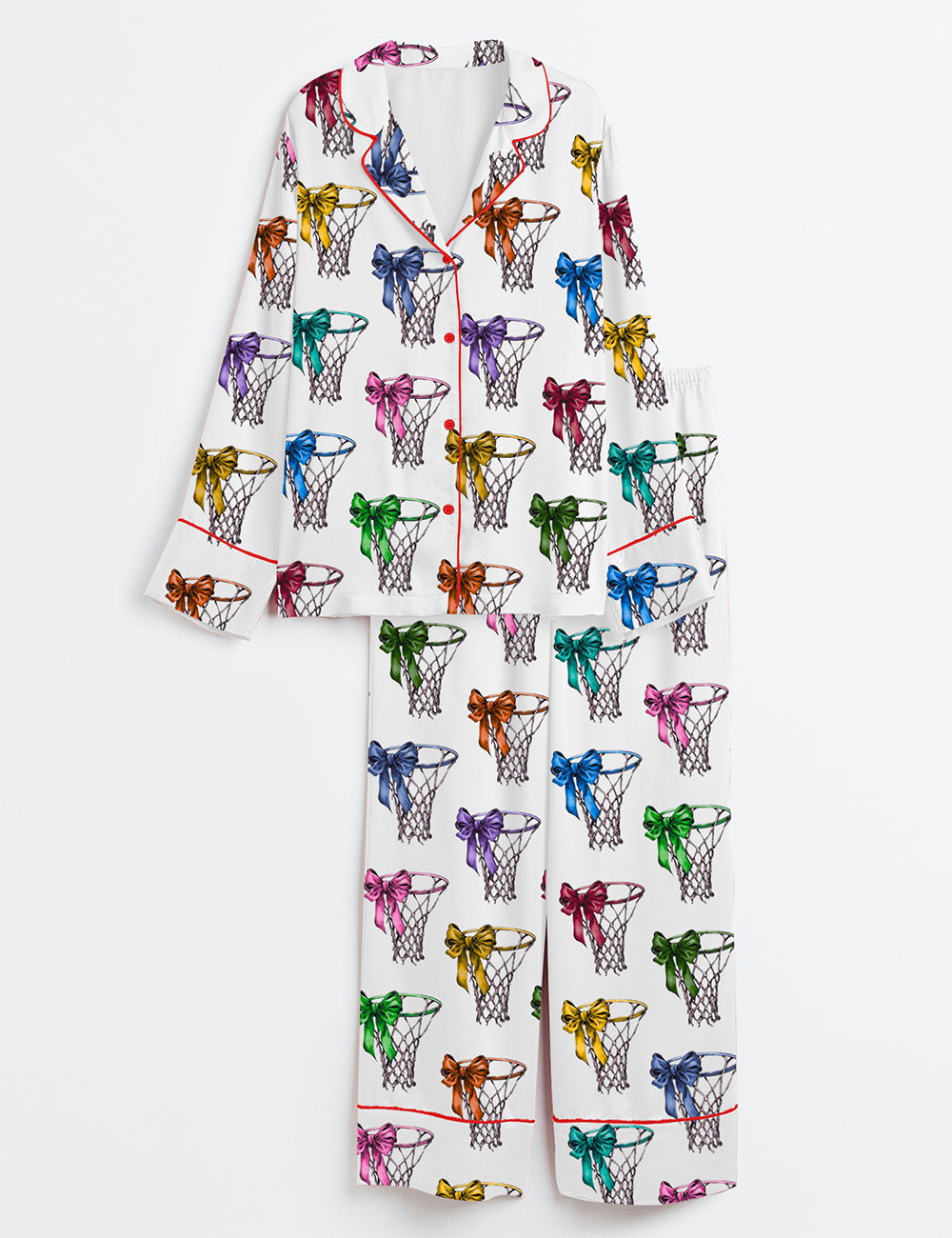 Womenâ€™s Coquette Basketball Game Day Long Sleeve Satin Pajama Set