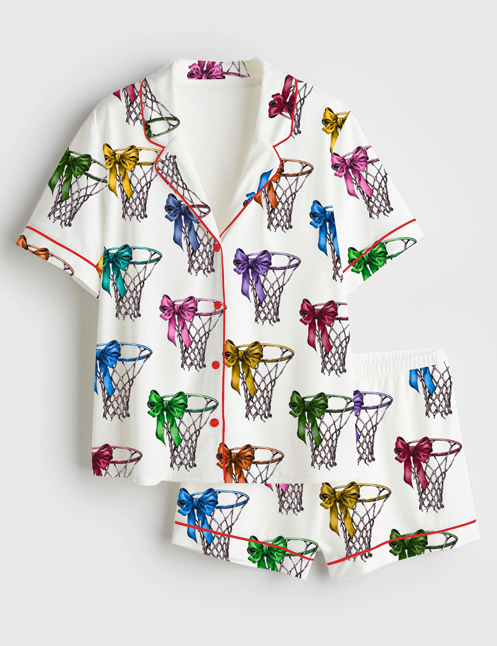 Womenâ€™s Coquette Basketball Game Day Short Sleeve Satin Pajama Set