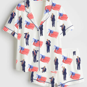 Women's Coquette Bow America 2024 Satin Pajama Set