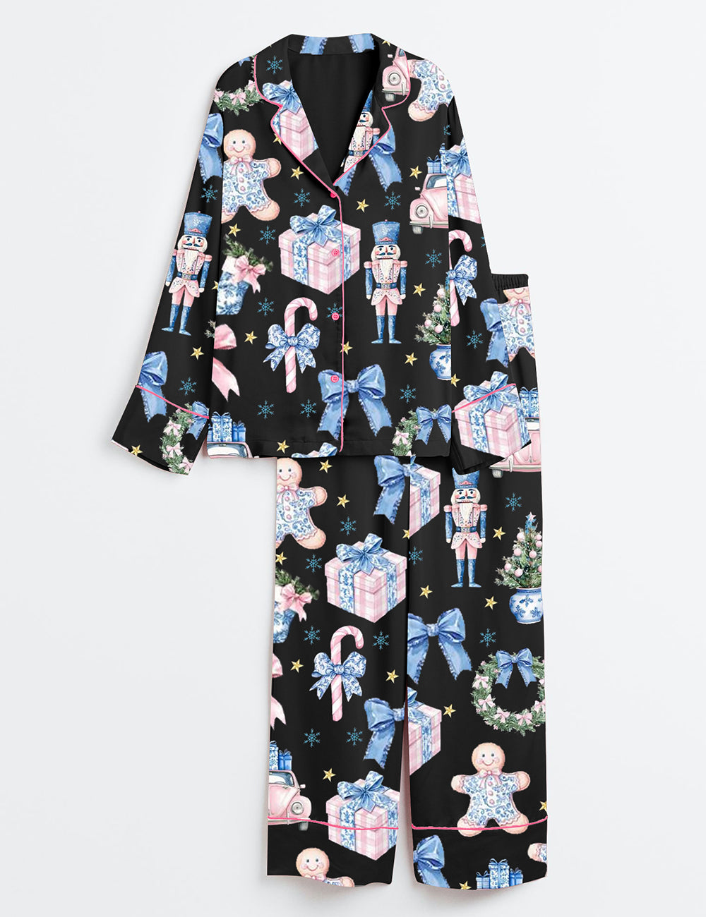 Women's Coquette Chinoiserie Christmas Satin Pajama Set