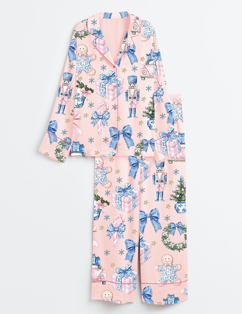 Women's Coquette Chinoiserie Christmas Satin Pajama Set - Image 2