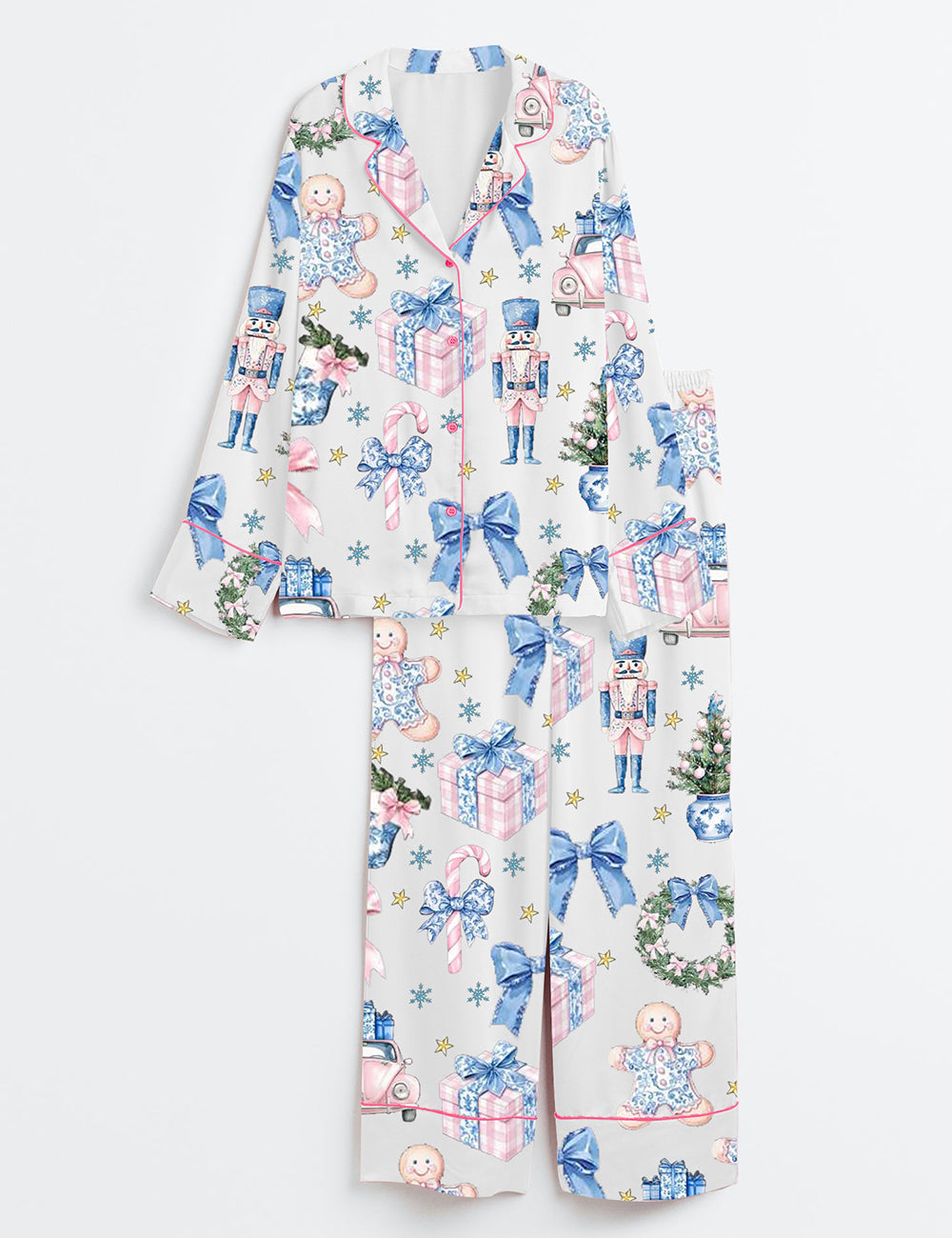 Women's Coquette Chinoiserie Christmas Satin Pajama Set - Image 3