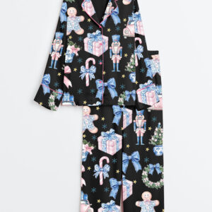 Women's Coquette Chinoiserie Christmas Satin Pajamas Set