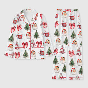 Women's Coquette Christmas Long Sleeve Pocket Cotton Pajama Set