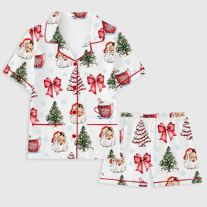 Women's Coquette Christmas Short Sleeve Pocket Cotton Pajama Set