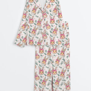 Women's Coquette EasterÂ Bunny Long Sleeve Satin Pajama Set