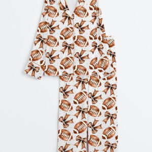 Women's Coquette Football Long Sleeve Satin Pajamas Set