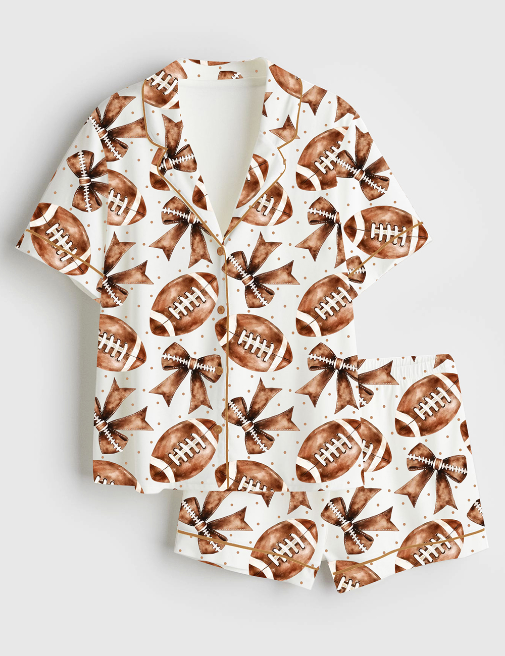 Women's Coquette Football Short Sleeve Satin Pajama Set