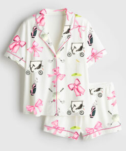 Women's Coquette Golf Short Sleeve Satin Pajama Set