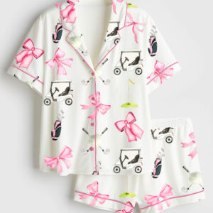 Women's Coquette Golf Short Sleeve Satin Pajama Set