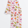 Womenâ€™s Coquette Seashell Beach Coastal Retro Summer Vibes Print Long Sleeve Satin Pajama Set