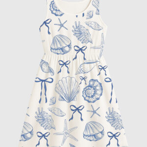 Womenâ€™s Coquette Seashell Beach Coastal Summer Vibes Sleeveless Dress