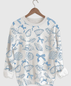 Women's Coquette Seashell Coastal Summer Vibes Long Sleeve Shirt