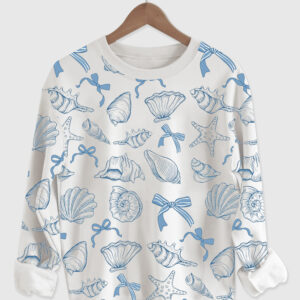 Women's Coquette Seashell Coastal Summer Vibes Long Sleeve Shirt