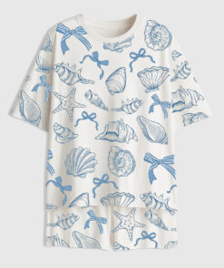 Women's Coquette Seashell Coastal Summer Vibes Short Sleeve Pajama Set