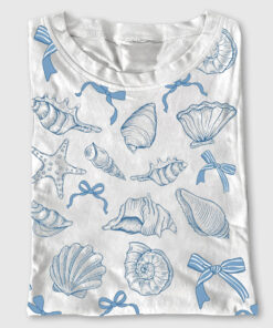Women's Coquette Seashell Coastal Summer Vibes Short Sleeve T-Shirt