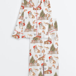 Women's Corgi Christmas Satin Pajamas Set