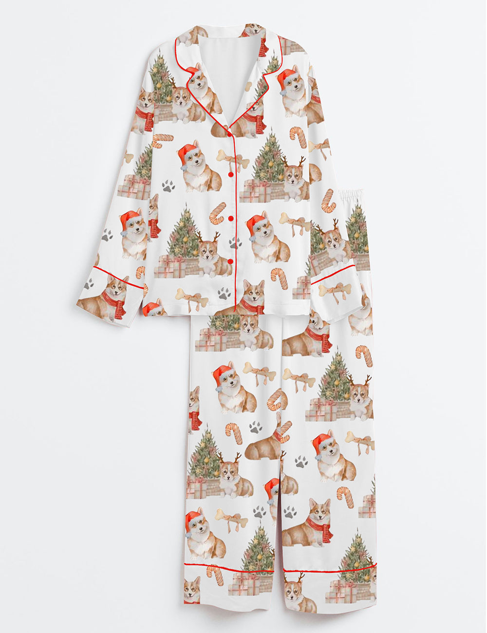 Women's Corgi Christmas Satin Pajamas Set