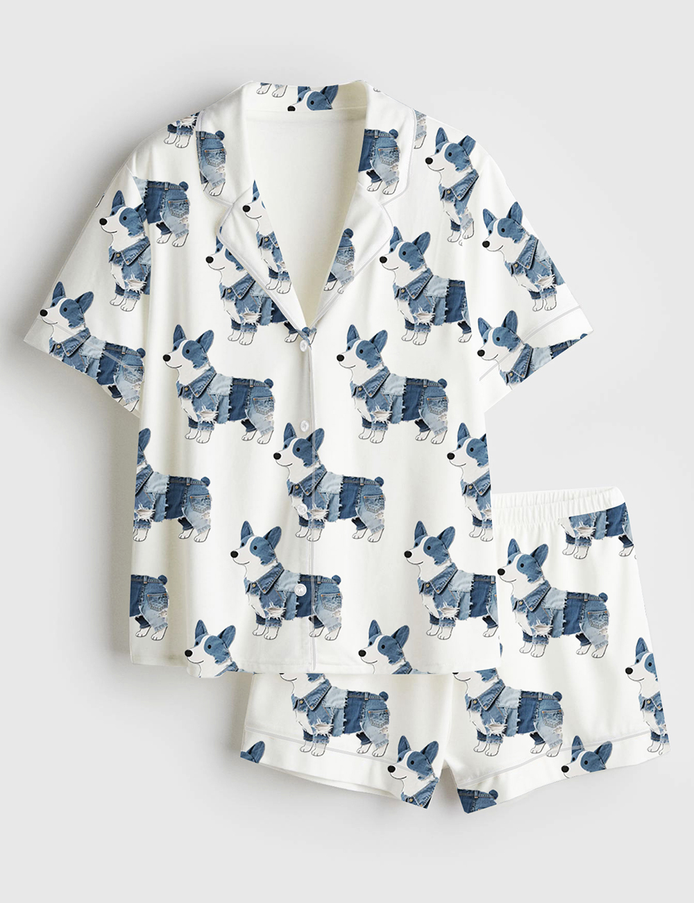 Womenâ€™s Corgi Dog Lover Short Sleeve Satin Pajama Set
