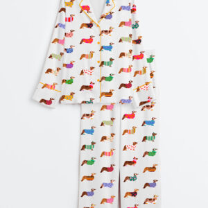 Women's Corgi Love Long Sleeve Satin Pajama Set