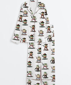 Women's Cowboy Frog Funny Gun Long Sleeve Satin Pajama Set