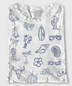 Women's Cowgirl Coastal Bachelorette Hand Drawn Whimsical Short Sleeve T-Shirt