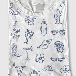 Women's Cowgirl Coastal Bachelorette Hand Drawn Whimsical Short Sleeve T-Shirt