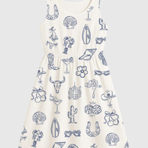 Women's Cowgirl Coastal Bachelorette Hand Drawn Whimsical Sleeveless Dress
