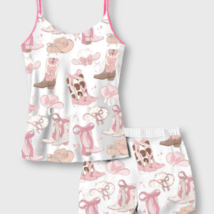 Women's Cowgirl Coquette Camisole Satin Pajama Set